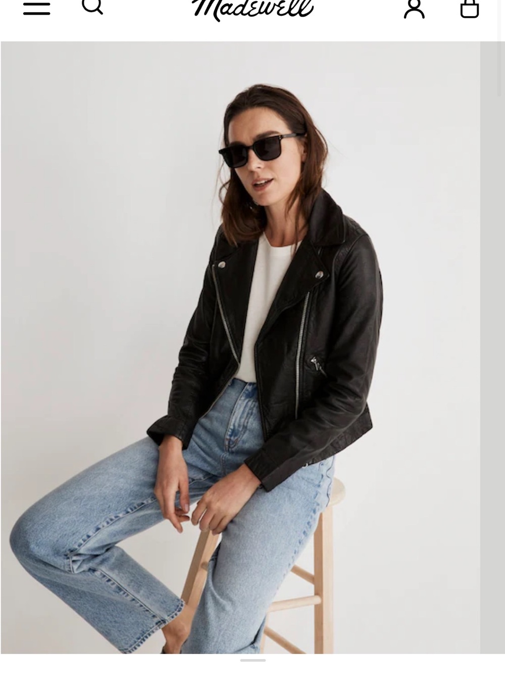 Madewell Black Leather Moto Jacket with Zip Details